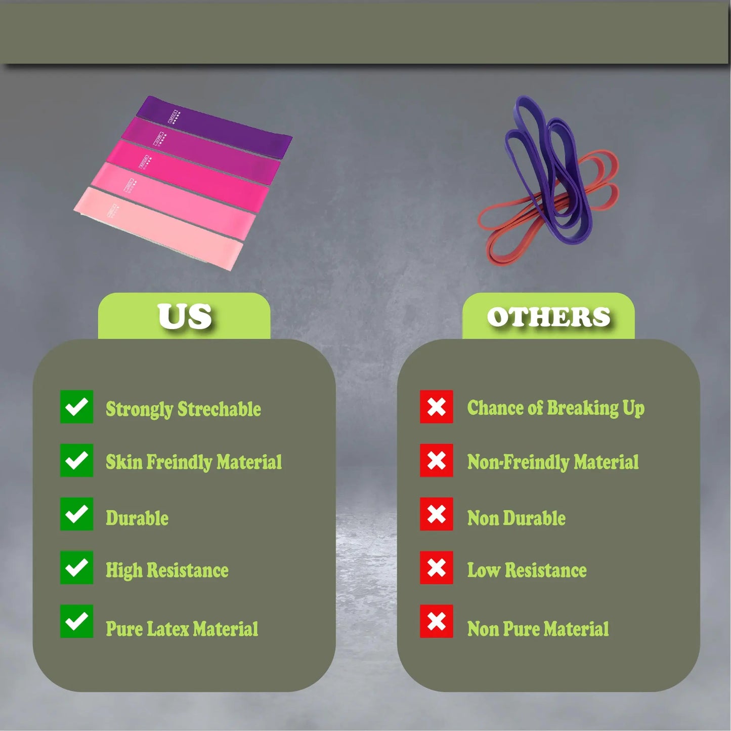 5 Piece Resistance Bands Set Elastic Loop for Yoga Pilates
