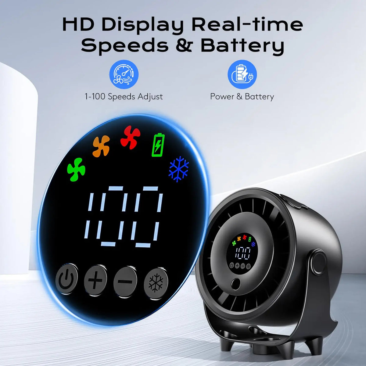 Local Shipping- Misting Fan Humidifying Rapid Cooling Hanging Hole Low Noise Digital Display 100 Speed Controlled Speed