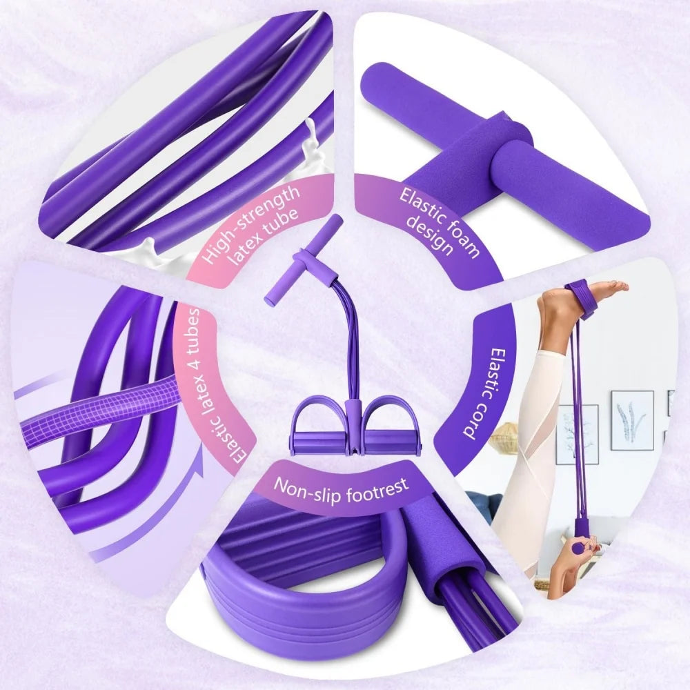 21 Fitness Resistance Bands Pedal Exerciser 4 Tube Set