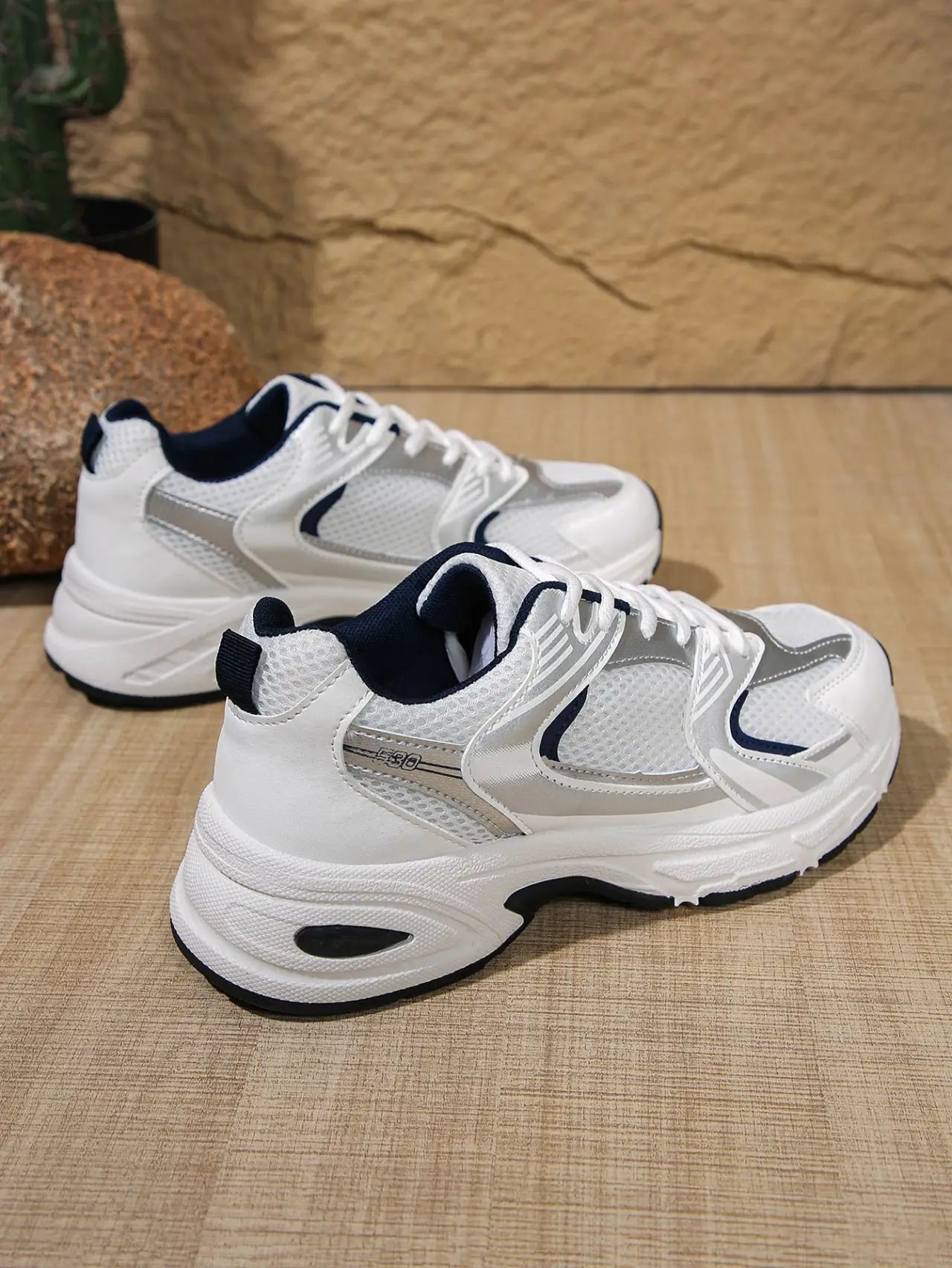 Women's Retro Dad Shoes Breathable Mesh Platform Sneakers Lace Up