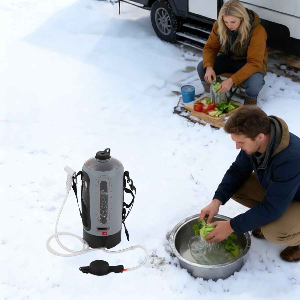 Portable 3 Gallon Solar Camping Shower Bag With Hose