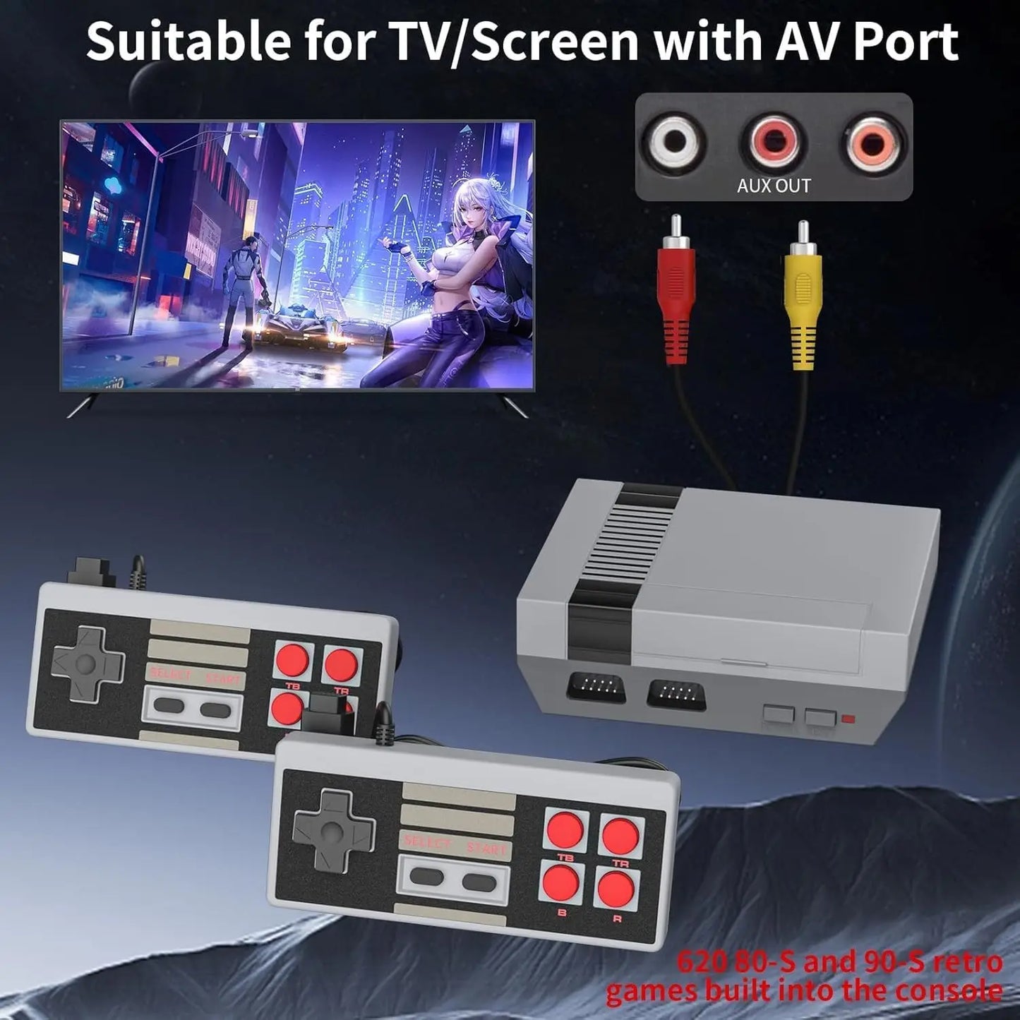 Retro Game Console With 2 Wired Controllers and 620 Games