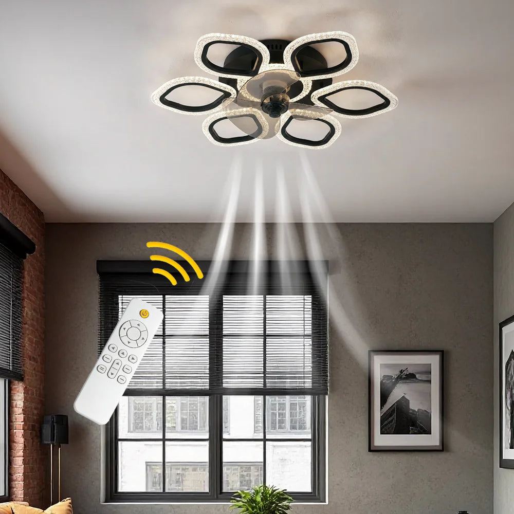 Iron Ceiling Fan Light With Remote Control And Stepless Dimming