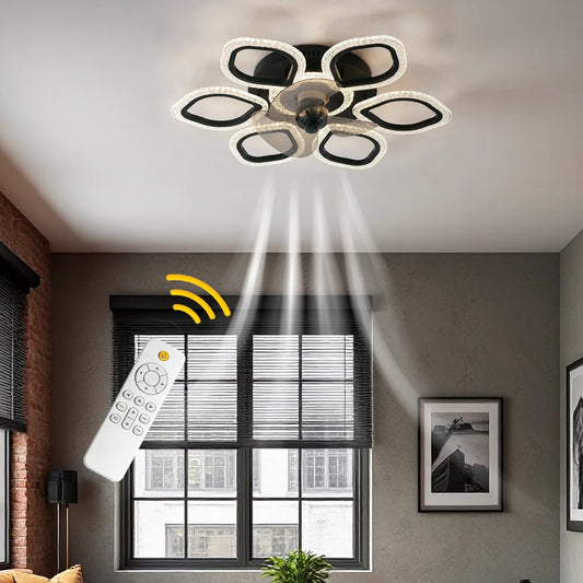 Iron Ceiling Fan Light With Remote Control And Stepless Dimming