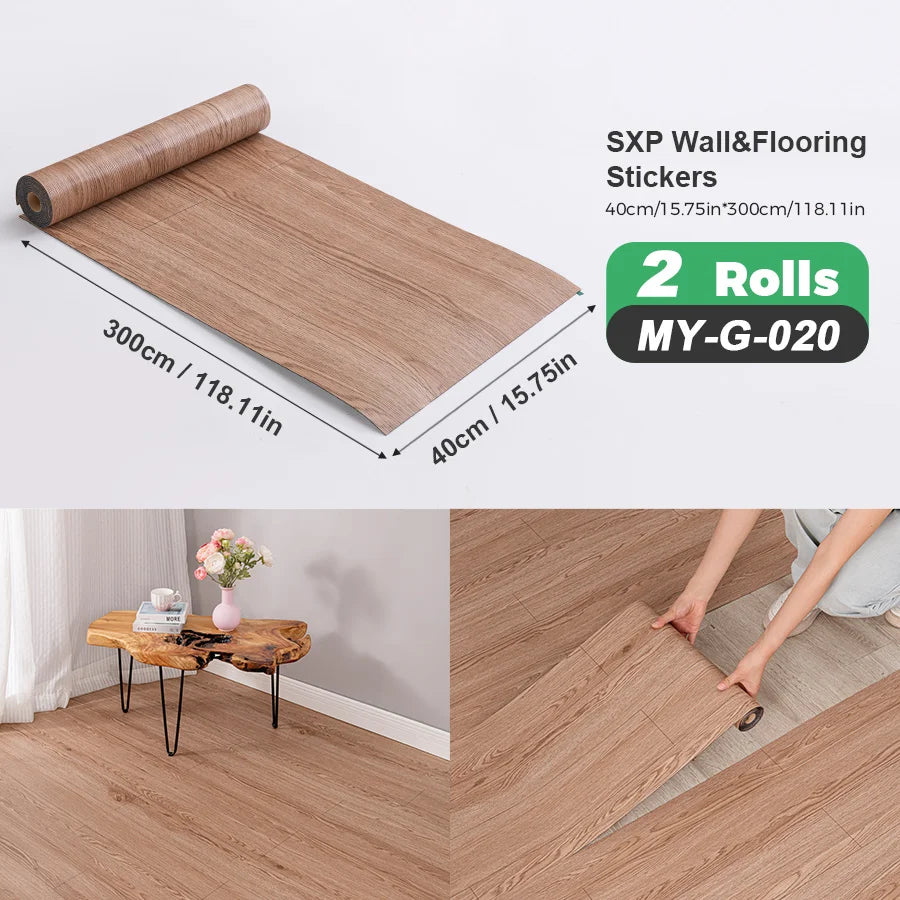 Two Rolls Self-Adhesive Wall And Floor Sticker Wood Grain Marble Design