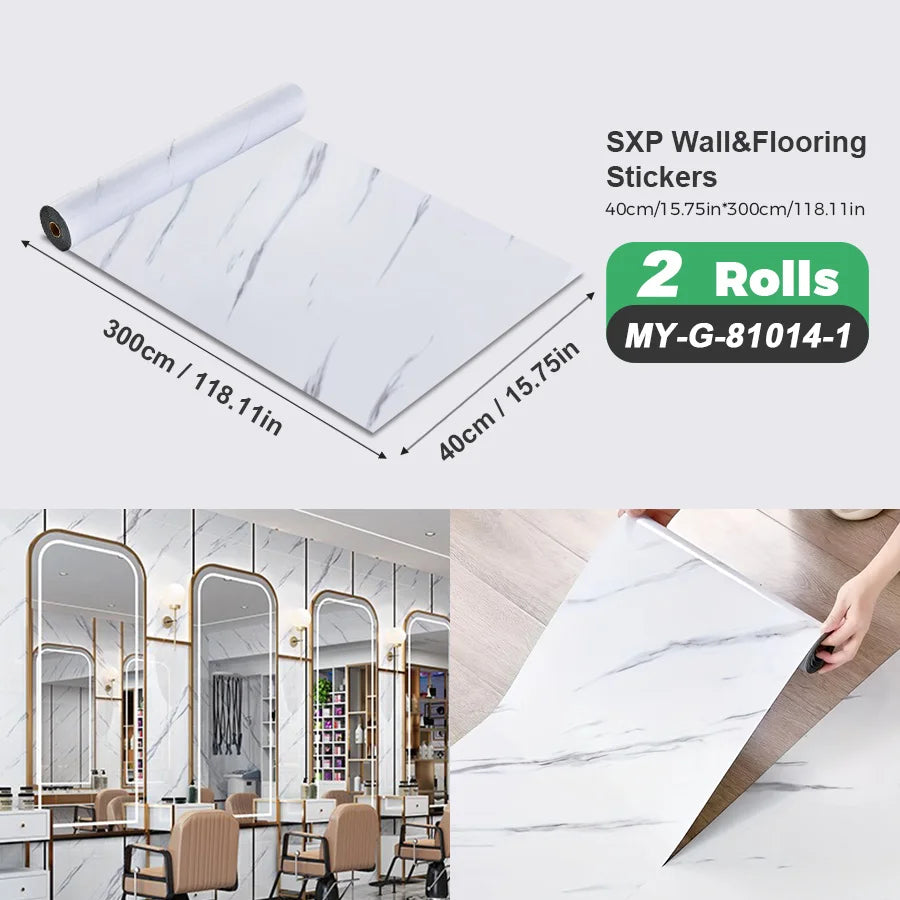 Two Rolls Self-Adhesive Wall And Floor Sticker Wood Grain Marble Design