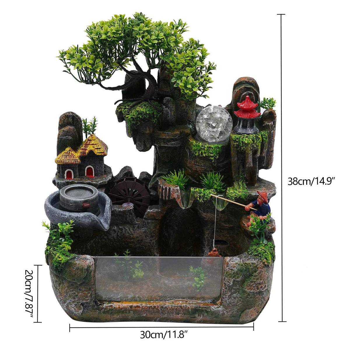 Feng Shui Resin Water Fountain With Rockery For Home Decor