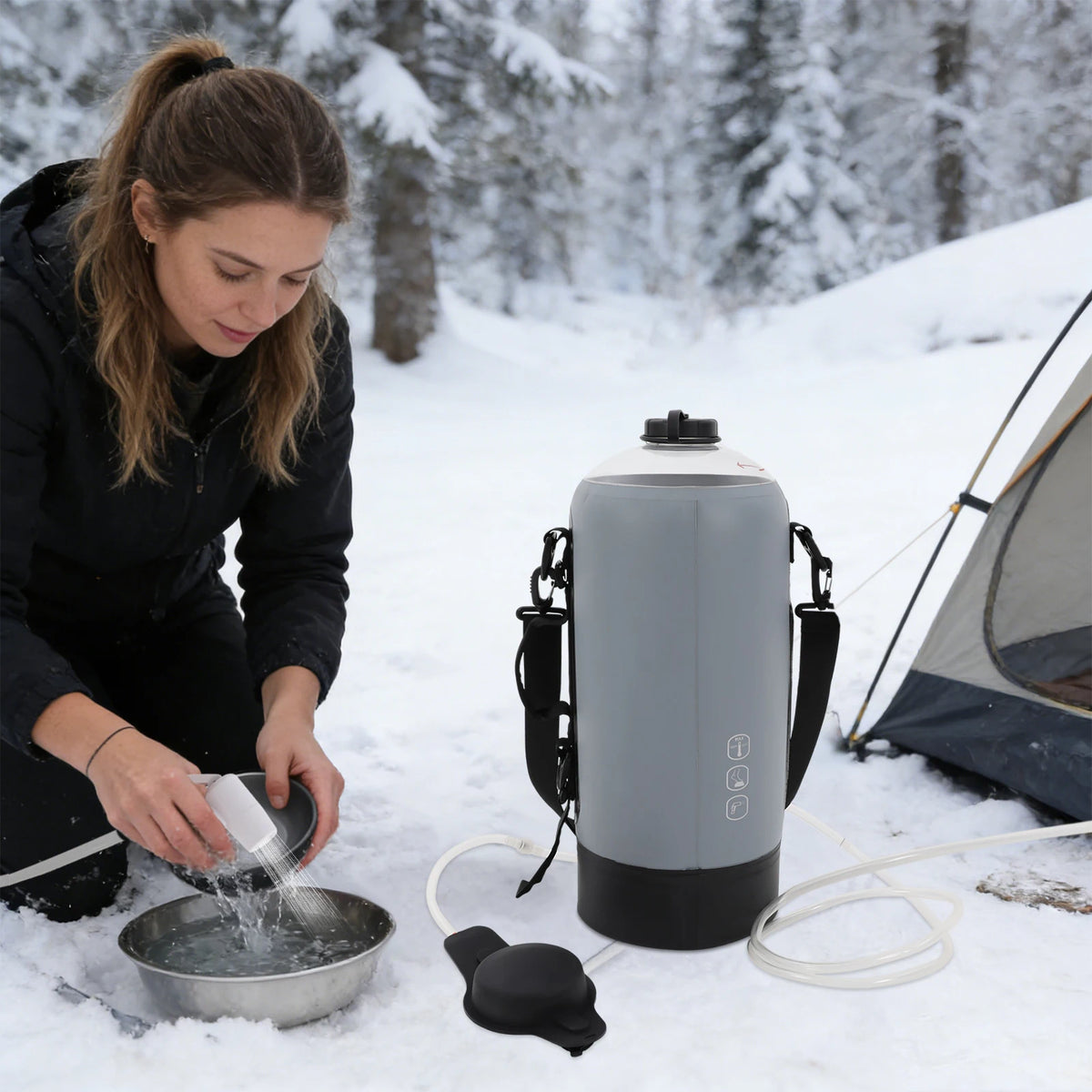 Portable 3 Gallon Solar Camping Shower Bag With Hose