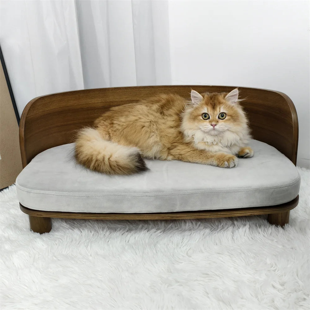 BORWART Elevated Pet Sofa Wood Bed for Small Dogs