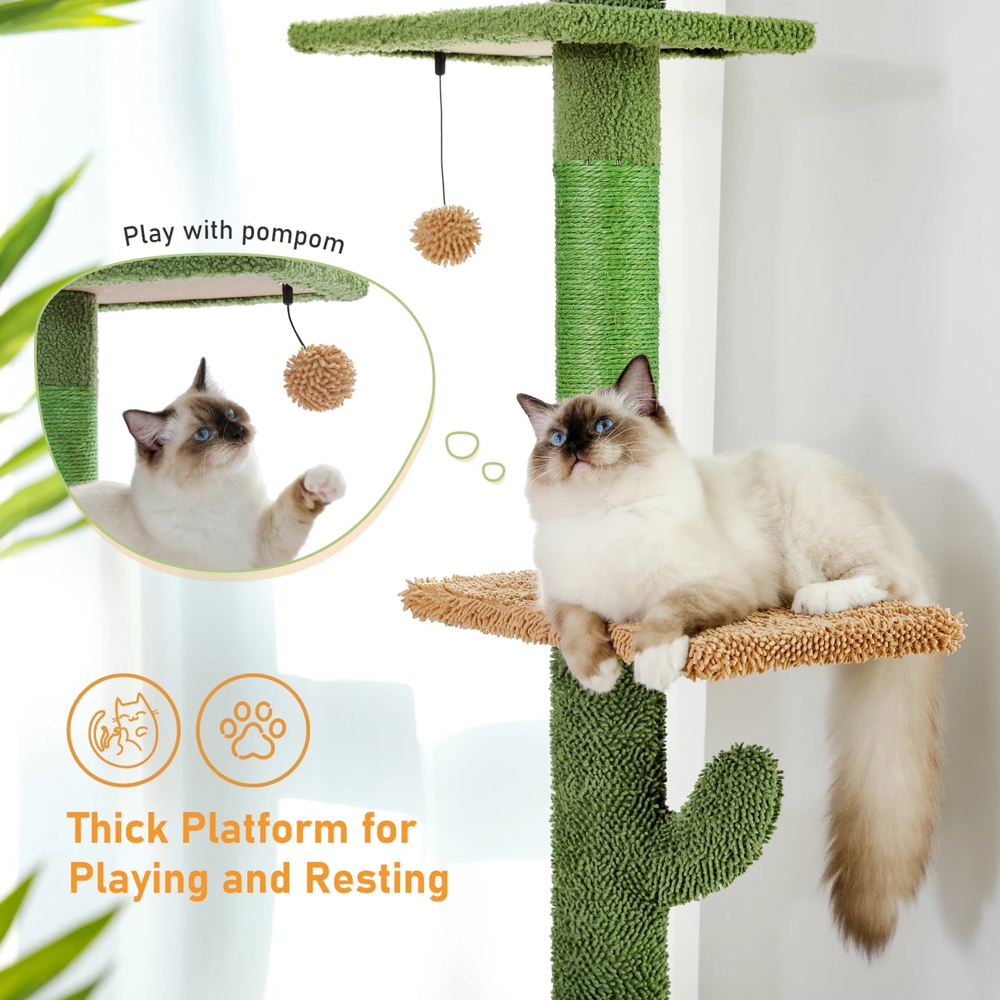 PAWZ Road Cat Tree 5 Tier Floor to Ceiling Tower Scratching Post