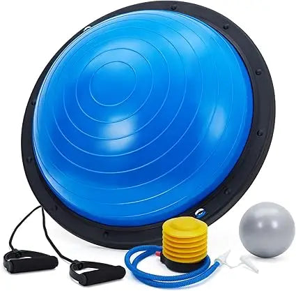 Half Exercise Ball With Base Bands And Pump For Yoga Pilates Fitness