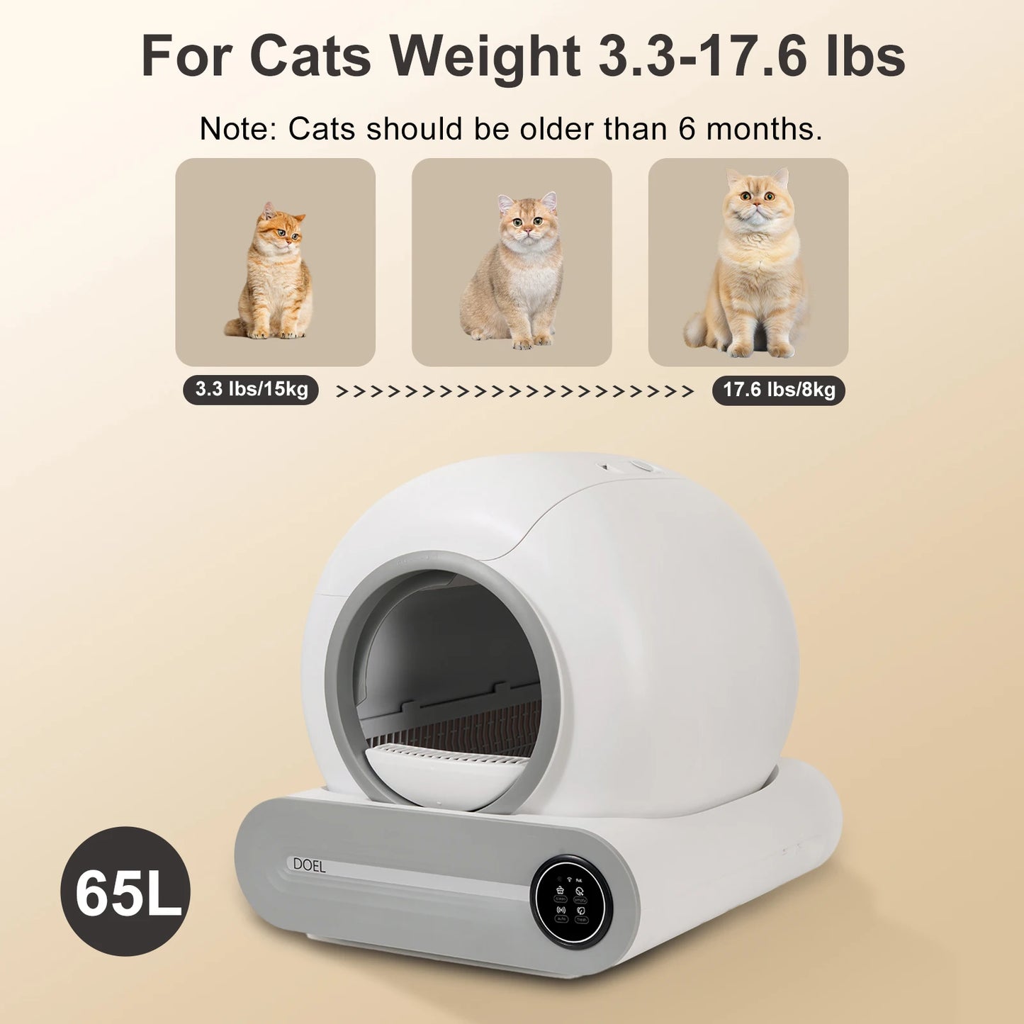 DOEL Smart Self Cleaning Cat Litter Box With App Control 2 4G WiFi