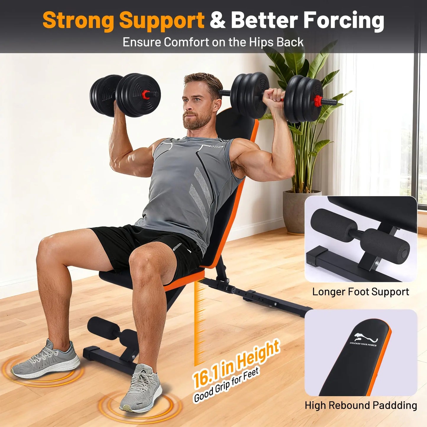 Heavy Duty Adjustable Weight Bench 1000LB Capacity Collapsible Home Gym