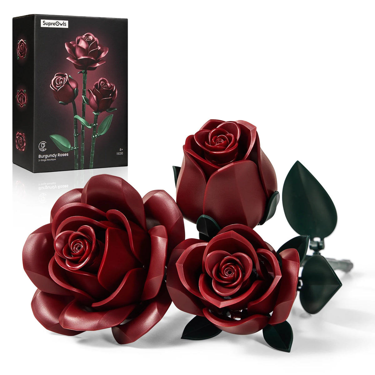 Plastic Rose Building Blocks Artificial Flower Decor Set
