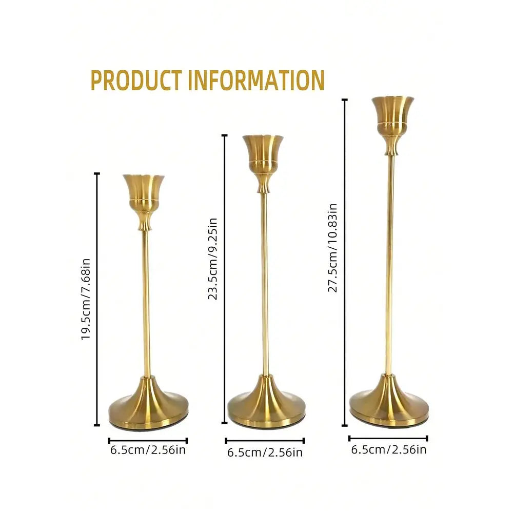 Golden Metal Decorative Candle Holder Stand Antique Brass