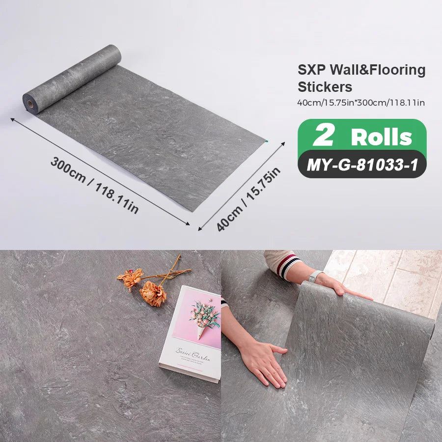 Two Rolls Self-Adhesive Wall And Floor Sticker Wood Grain Marble Design