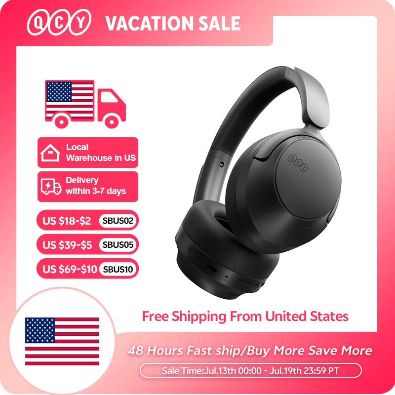 QCY H3S Wireless Headphones Hi Res LDAC Spatial Sound ANC
