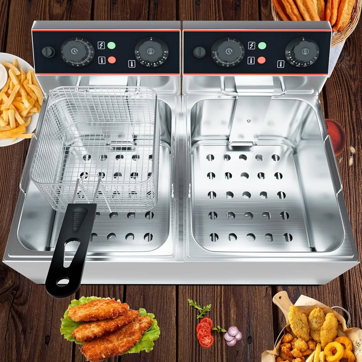 Acekool Commercial Electric Deep Fryer With Adjustable Thermostat