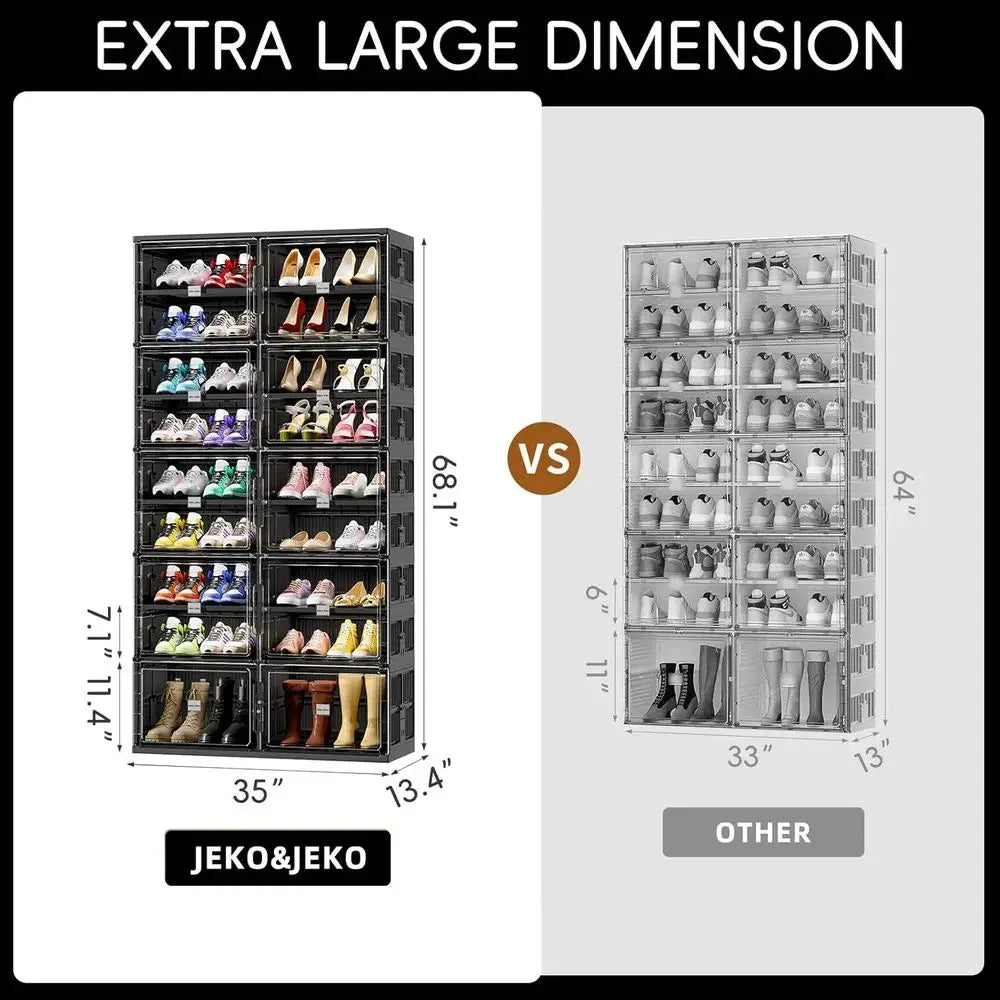 9-Tier Adjustable Boot Storage Shoe Rack Cabinet With Magnetic Doors