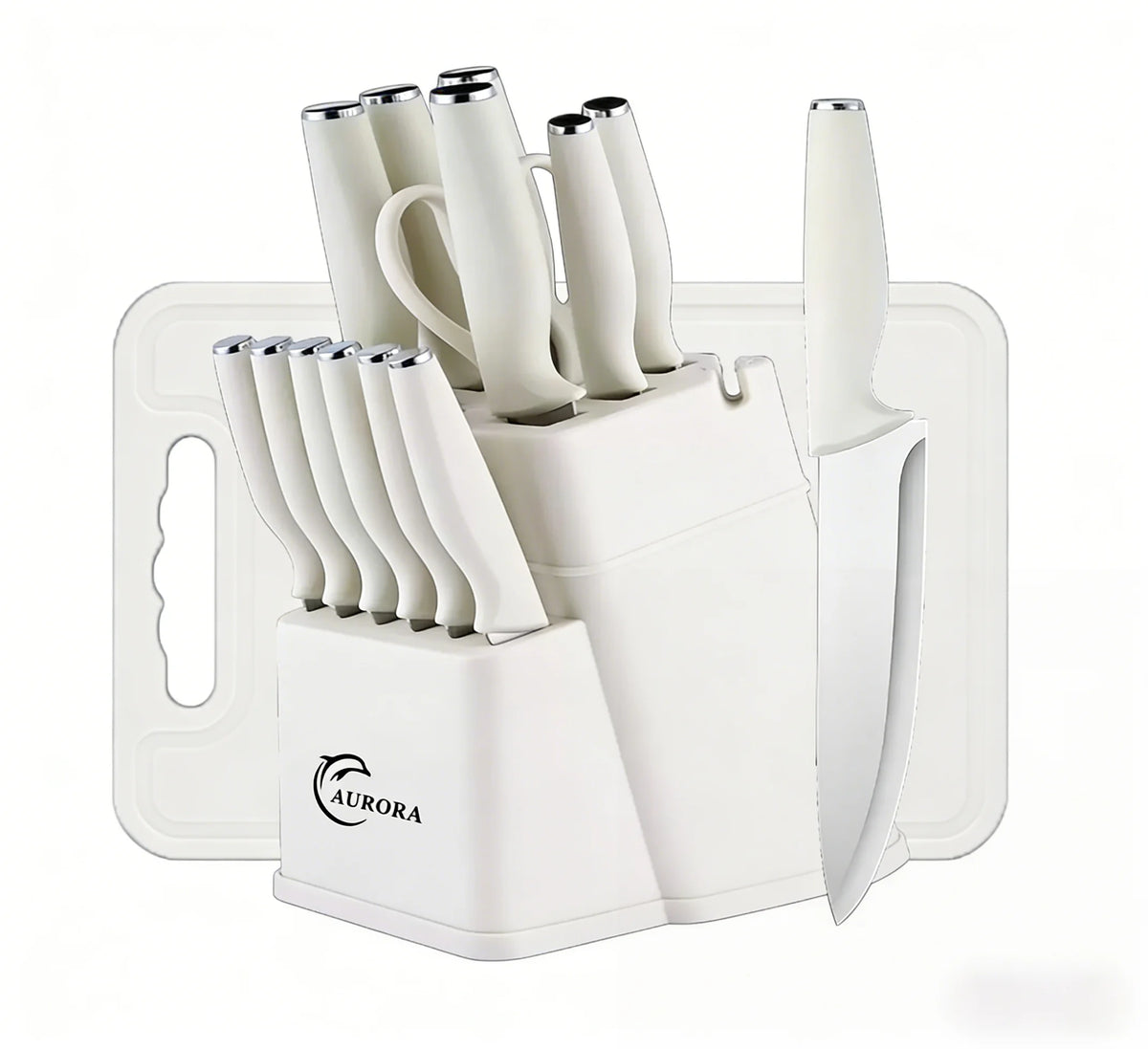 Knife Set, 15 Piece Knife Block Set with Built-in Sharpener, Dishwasher Safe, Rust Resistant, Stainless Steel