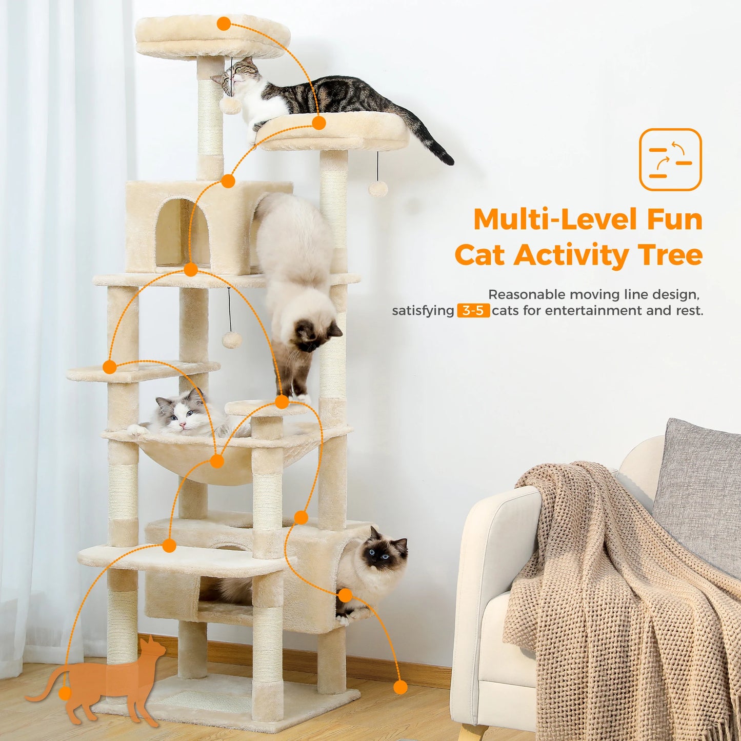 PAWZ Road Cat Tree And Tower For Indoor Cats With Scratching Posts