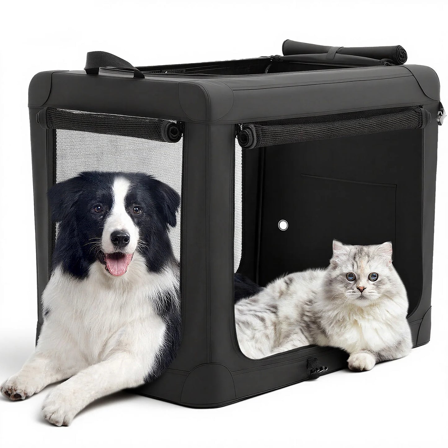 JHK Foldable Soft Dog Crate With Three Doors Portable Indoor