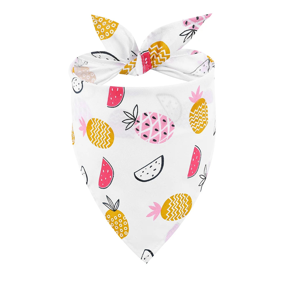 Fruit Floral Dog Bandana Adjustable Washable Soft Kerchief For Dogs