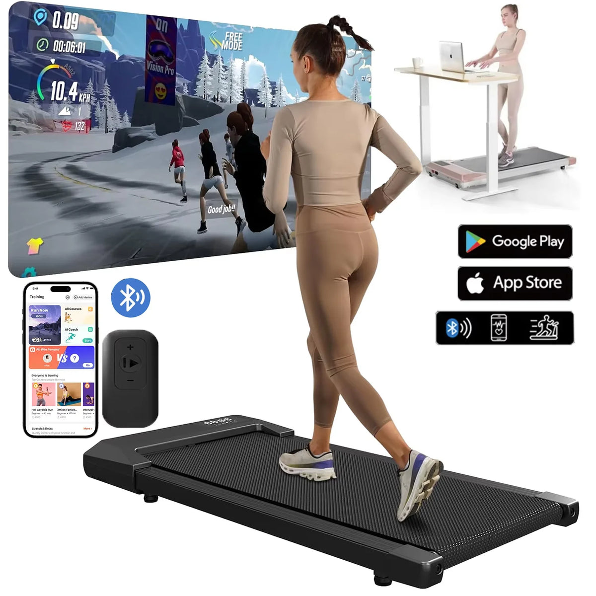 Superun 2in1 Treadmill for Home 2.5HP Walking Running Fitness Machine