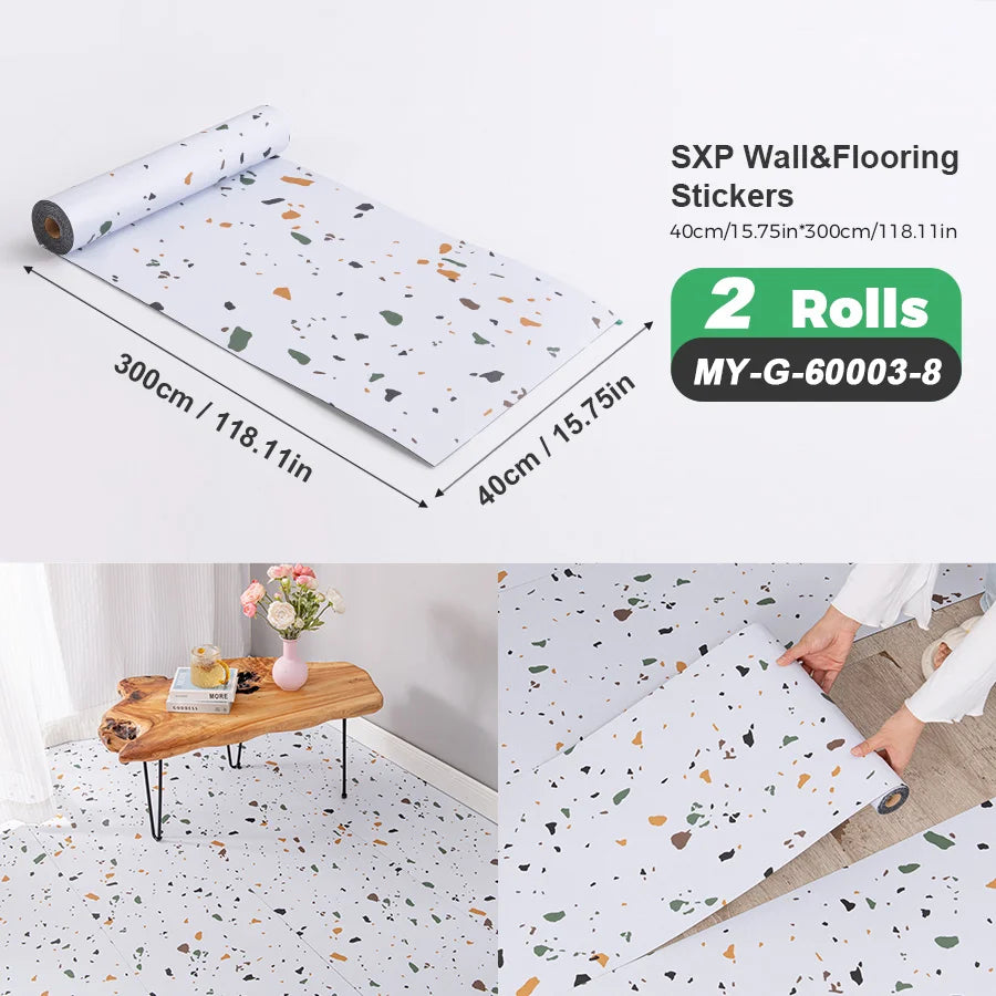 Two Rolls Self-Adhesive Wall And Floor Sticker Wood Grain Marble Design