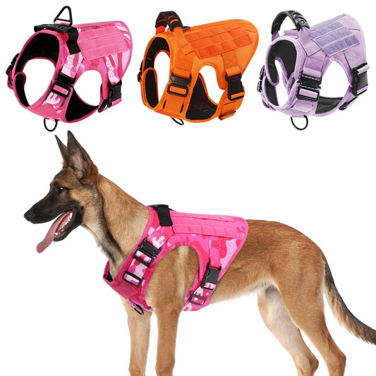 Military Camouflage Dog Harness With Leash For Training