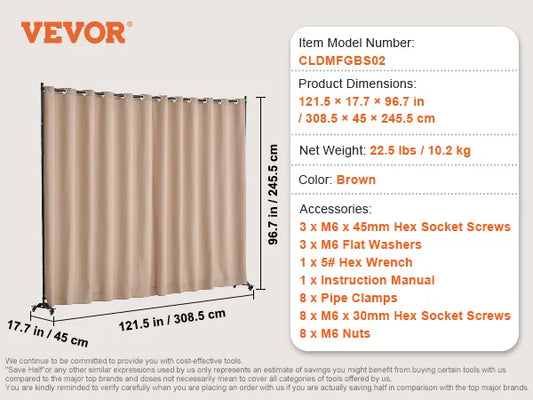 SucceBuy Folding Room Divider With Modern Fabric Privacy Panels