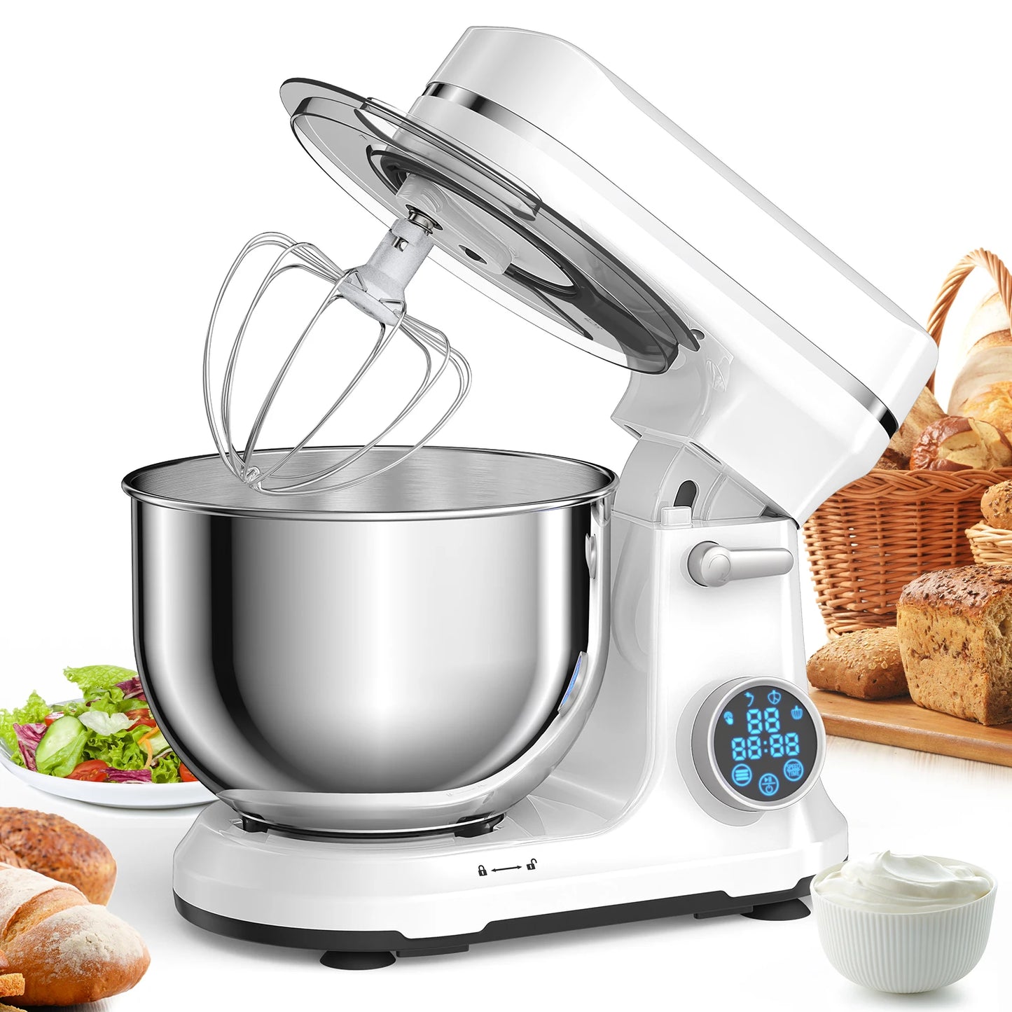 Biolomix 1200W Stand Mixer With 11 Speeds OLED DC Motor