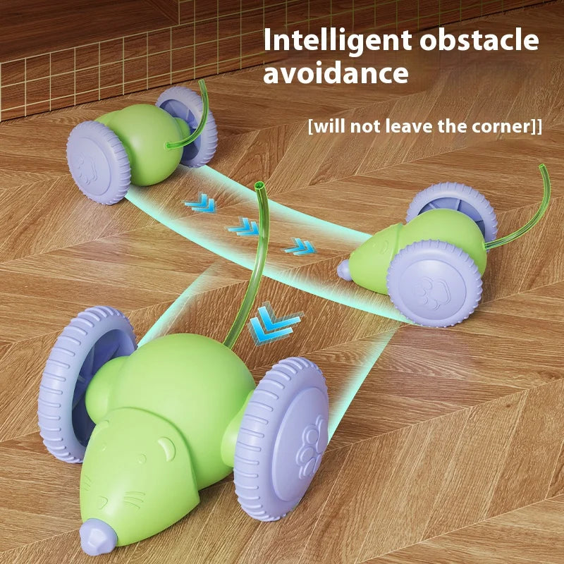 Interactive Electric Cat Toy Mouse With Automatic Obstacle Avoidance