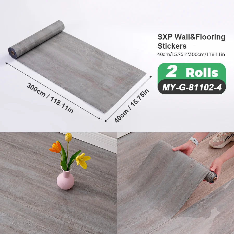 Two Rolls Self-Adhesive Wall And Floor Sticker Wood Grain Marble Design