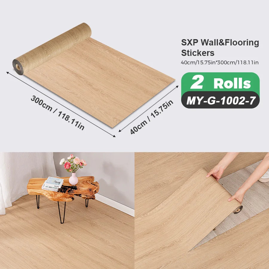Two Rolls Self-Adhesive Wall And Floor Sticker Wood Grain Marble Design