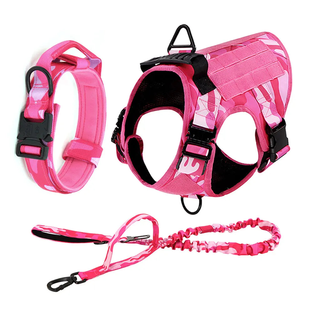 Military Camouflage Dog Harness With Leash For Training