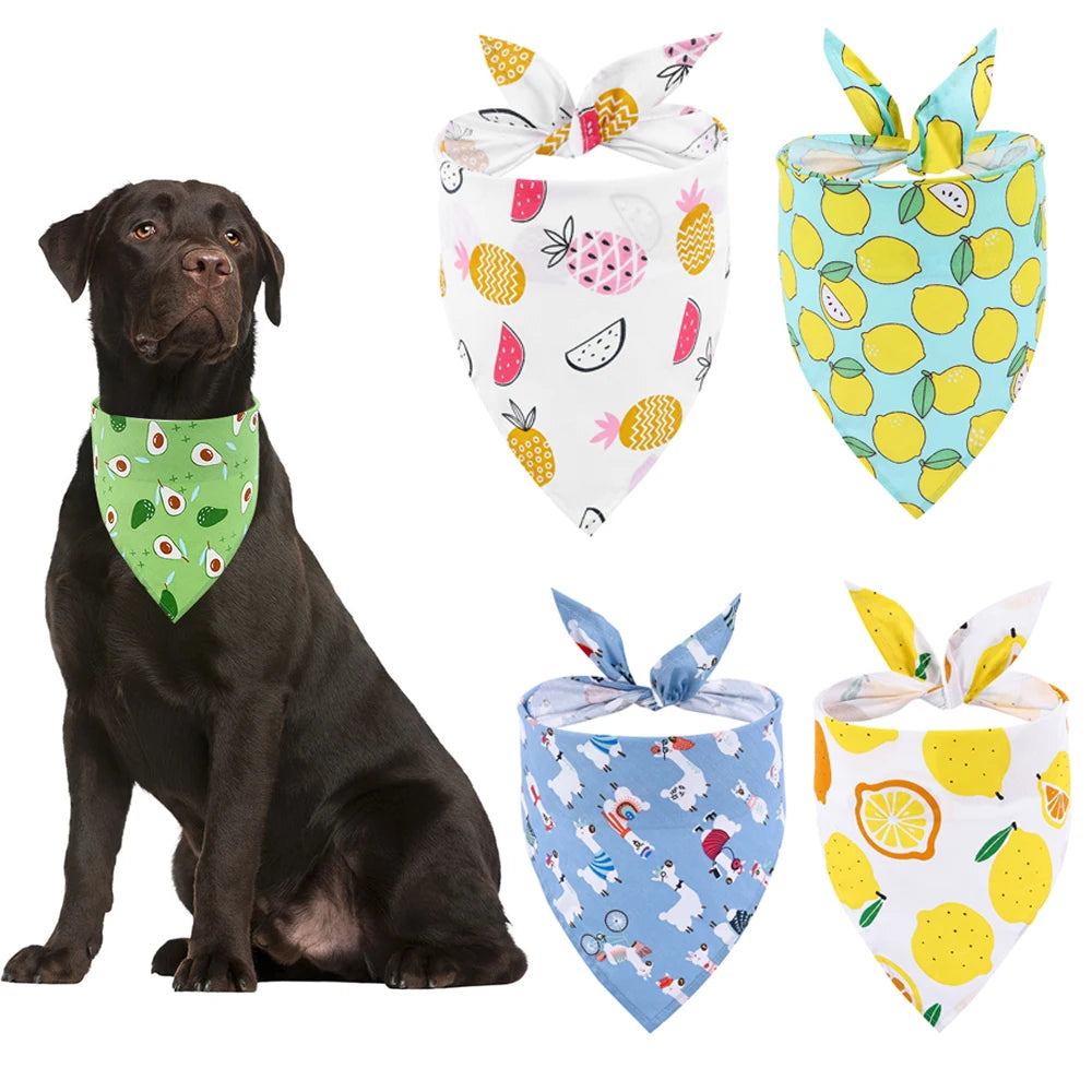 Fruit Floral Dog Bandana Adjustable Washable Soft Kerchief For Dogs