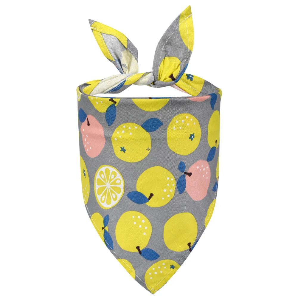 Fruit Floral Dog Bandana Adjustable Washable Soft Kerchief For Dogs