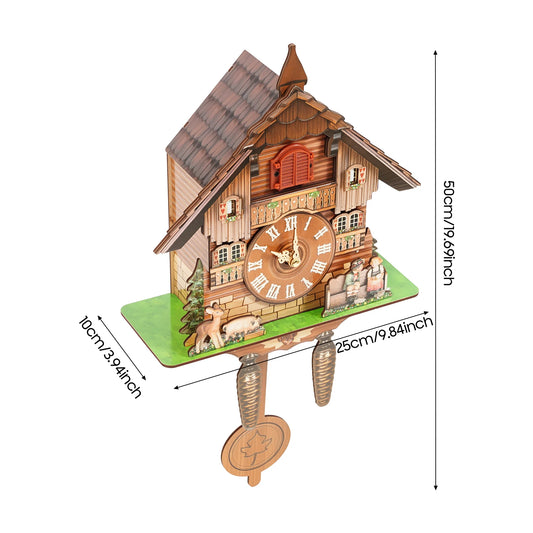 Vintage Wooden Cuckoo Wall Clock With Bird Chime