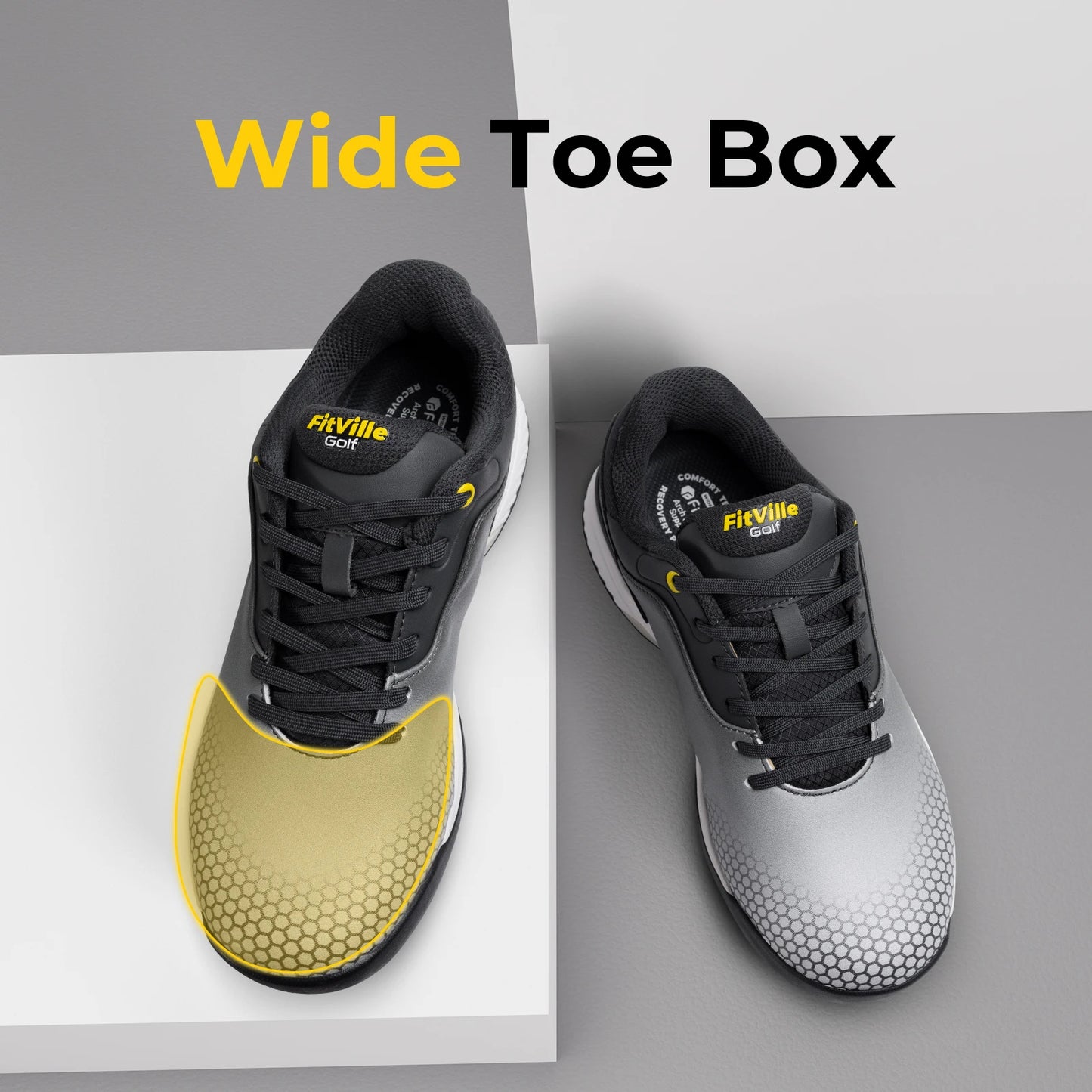FitVille Mens Golf Shoes Non Slip Wear Resistant Breathable Comfort