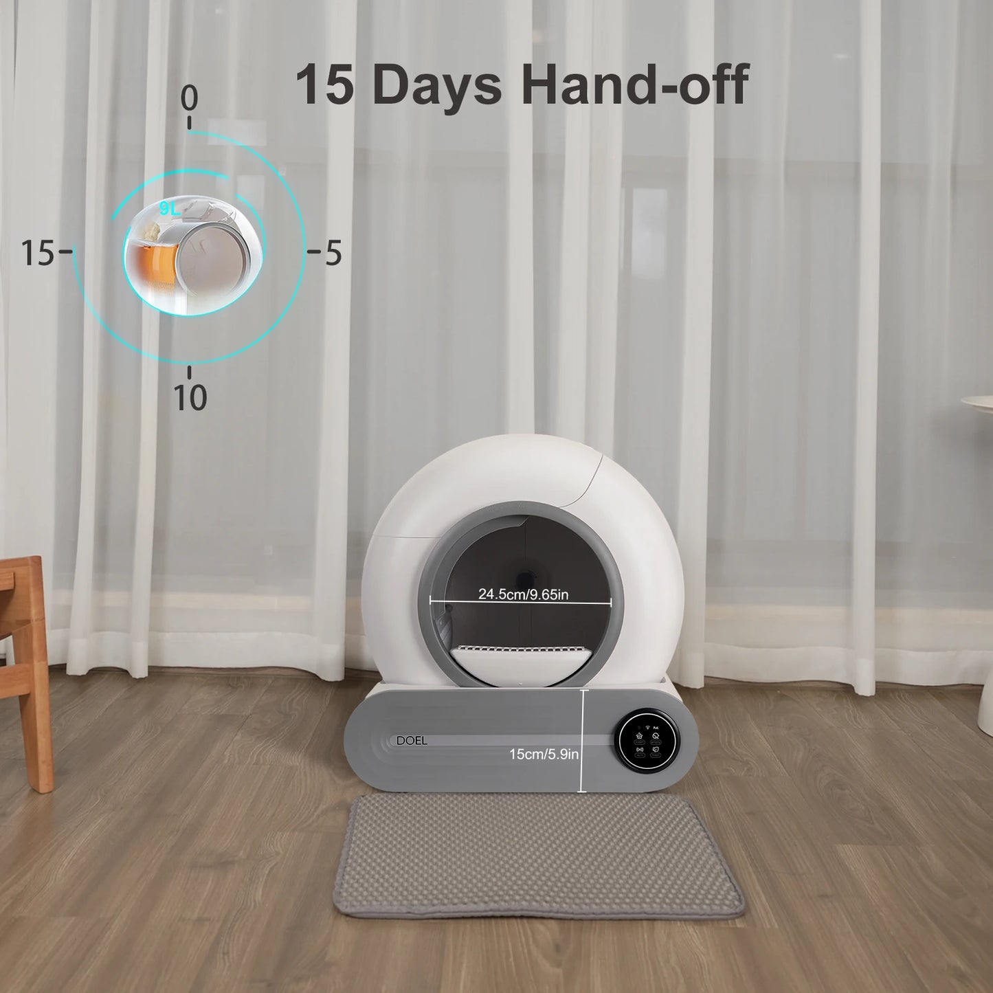 DOEL Smart Self Cleaning Cat Litter Box With App Control 2 4G WiFi