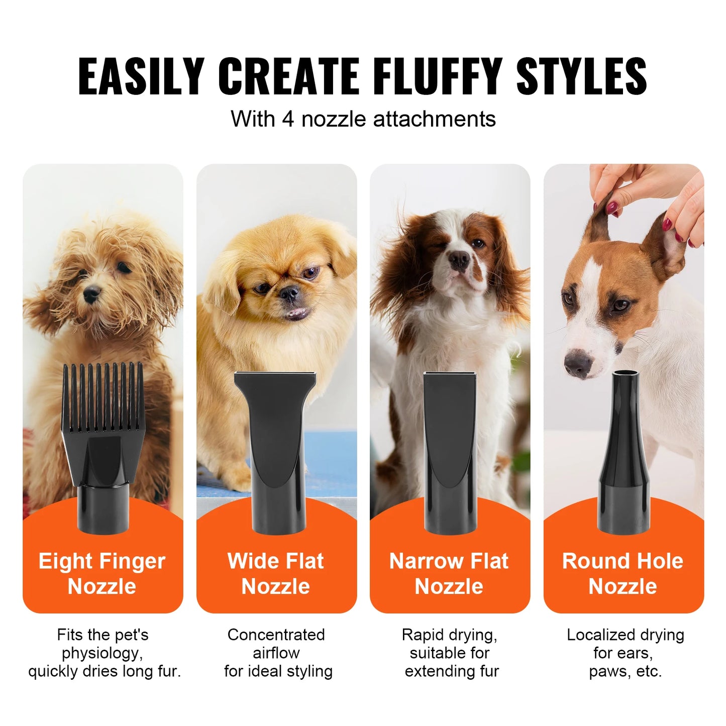SucceBuy 2000W 2 7HP Dog Dryer With Adjustable Speed Nozzles