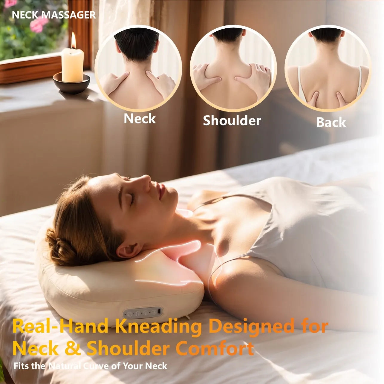 Heyelax Neck Massager Pillow With Heat Shiatsu For Pain Relief