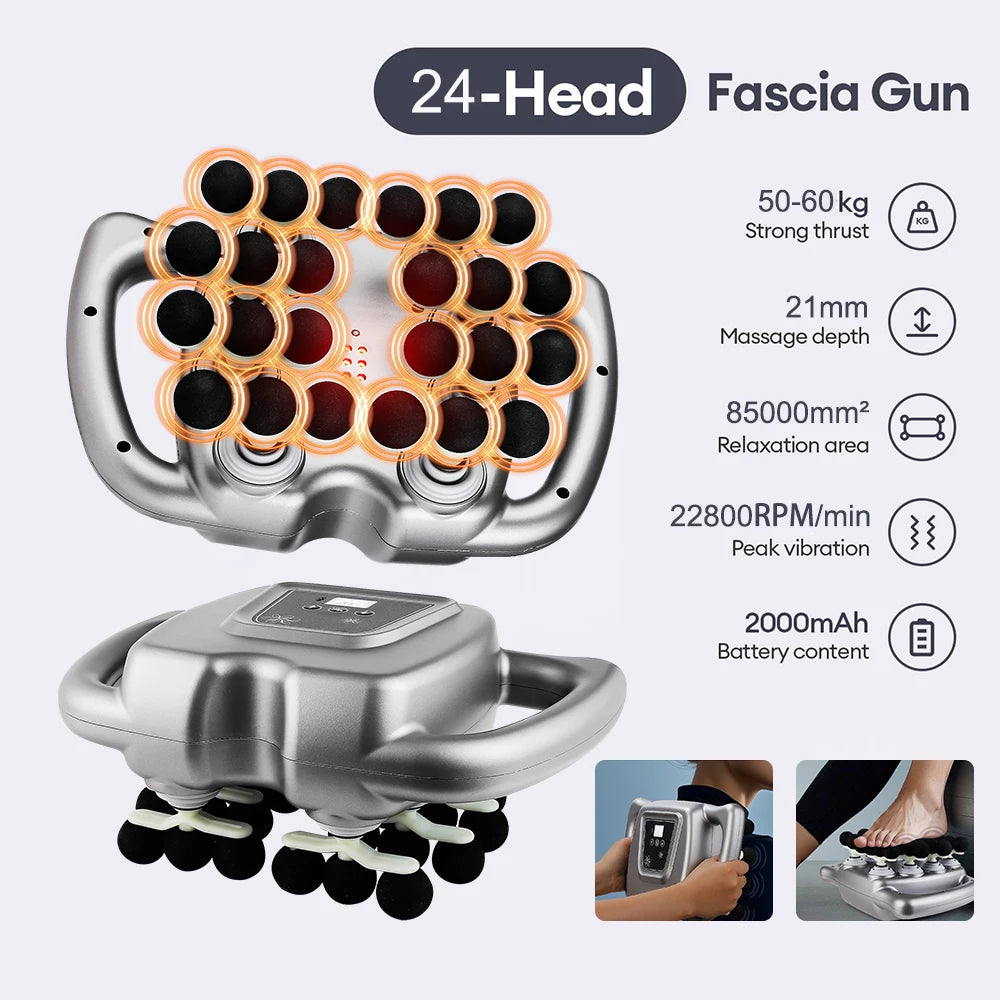 Foreverlily 24Head Fascia Gun With 9 Modes High Frequency Massage
