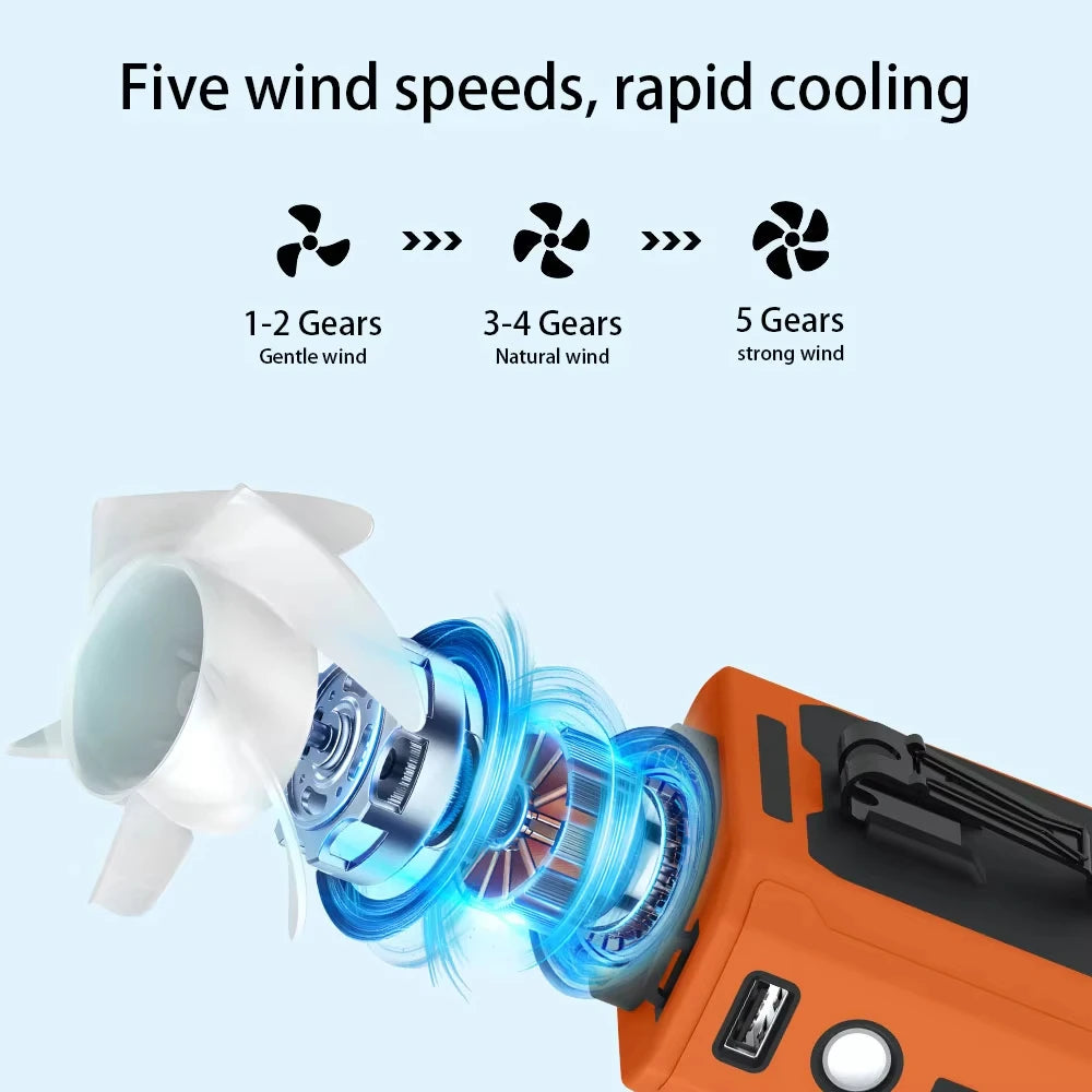 10000mAh Portable Neck Worn Fan With LED Light Power Bank