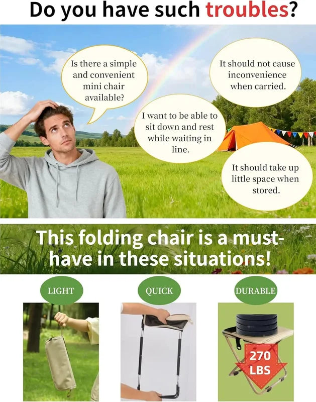 Portable Folding Camping Stool All-Terrain Anti-Sink Feet Chair