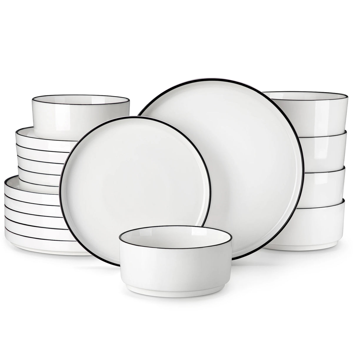 Malacasa Ceramic Dinner Plate Set With Sturdy Half Standing Edge