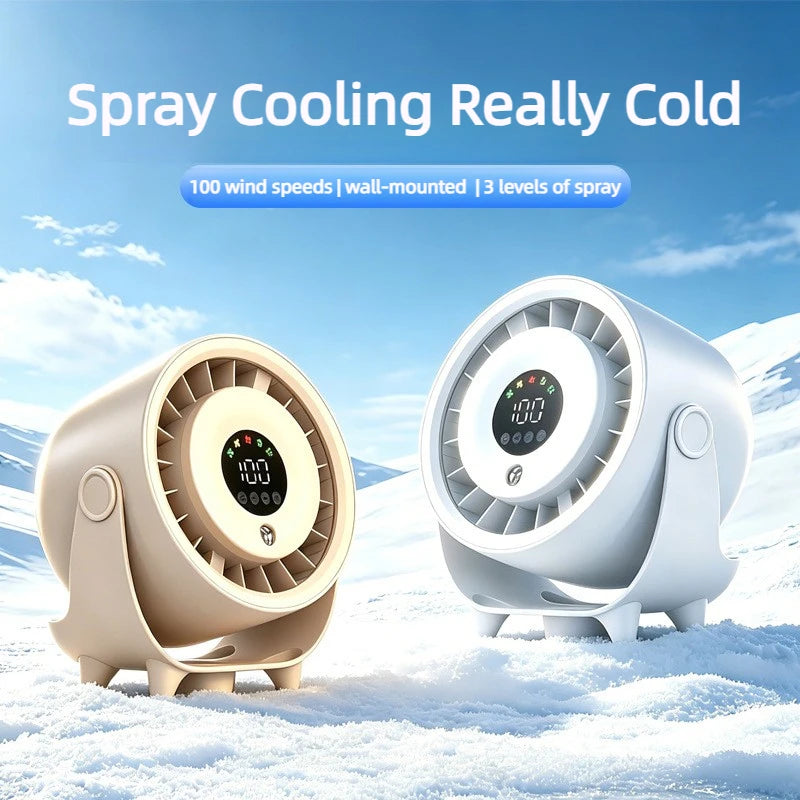 Local Shipping- Misting Fan Humidifying Rapid Cooling Hanging Hole Low Noise Digital Display 100 Speed Controlled Speed