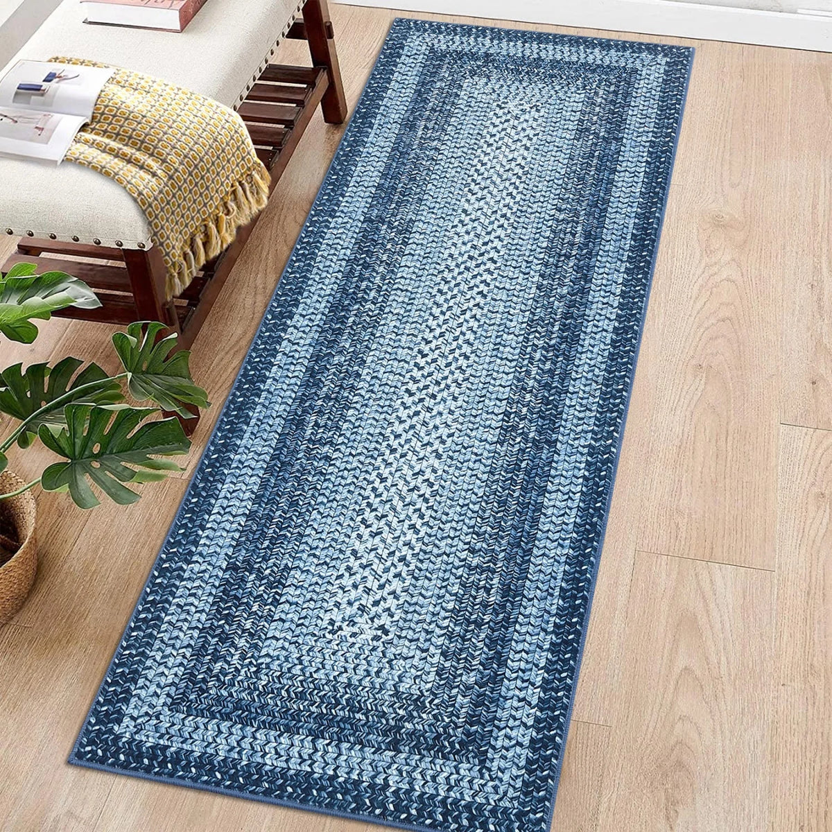 Area Rug Living Room Braided Printed Rug for Bedroom,Machine Washable Large Carpet Runner Rug for Hallway Kitchen