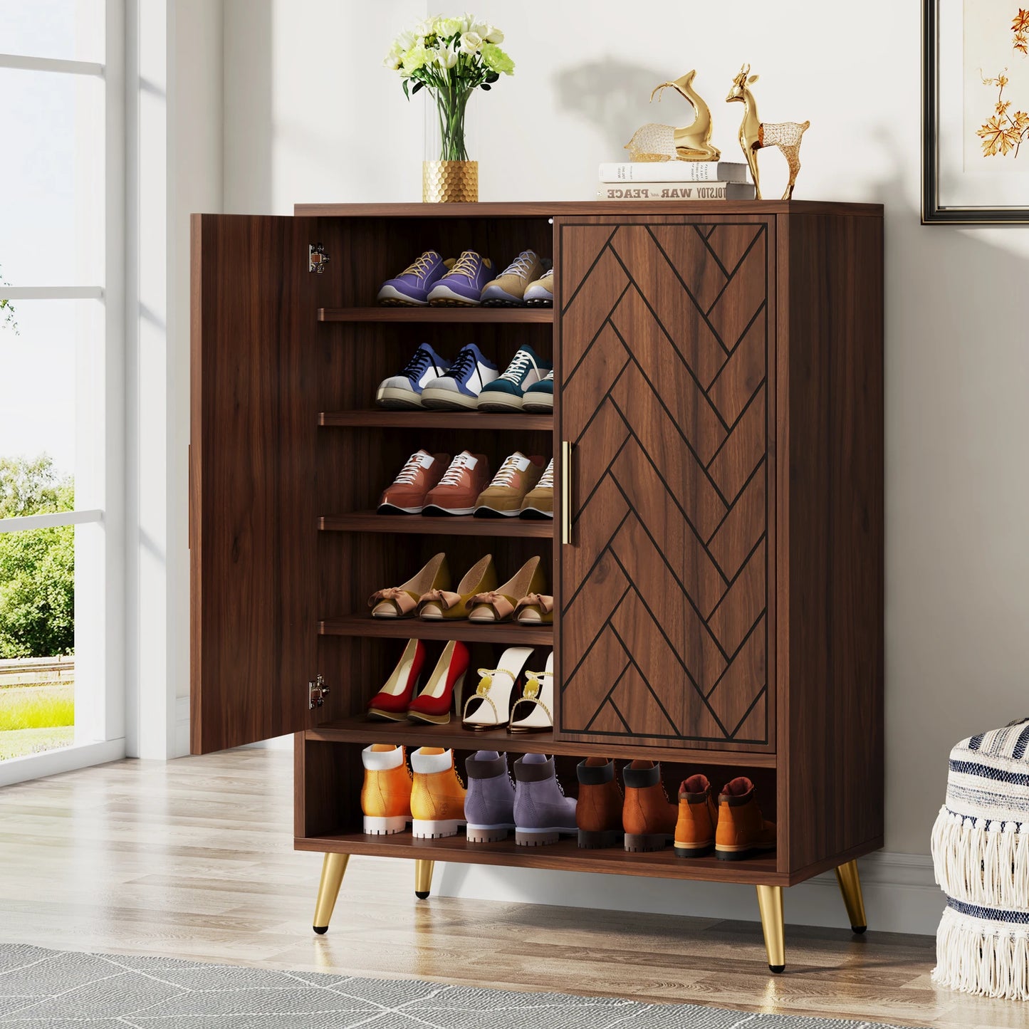 Tribesigns 6-Tier Shoe Cabinet With Doors